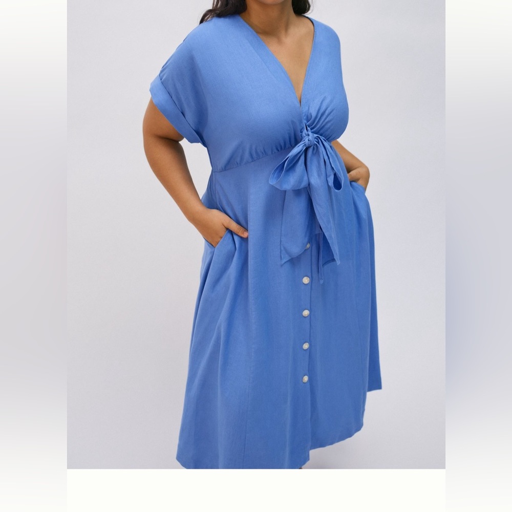 Anthropologie Maeve Elegant Blue Midi Dress